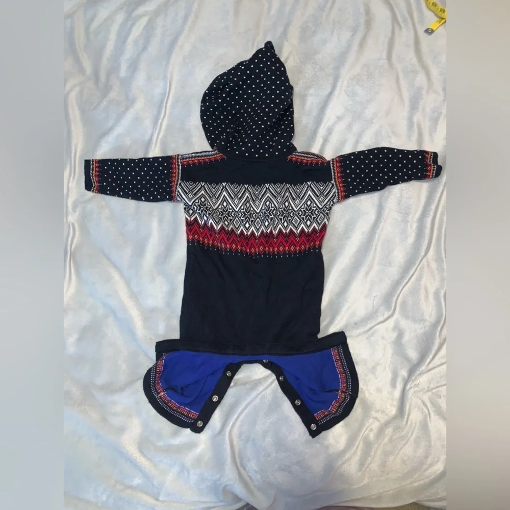 Hanna Andersson elf sweater play suit romper fair isle nordic knit 6-12 mo black